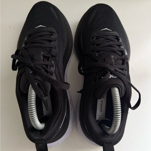 Hoka Bondi 8 Black and White Athletic Sneakers - Picture 8 of 10